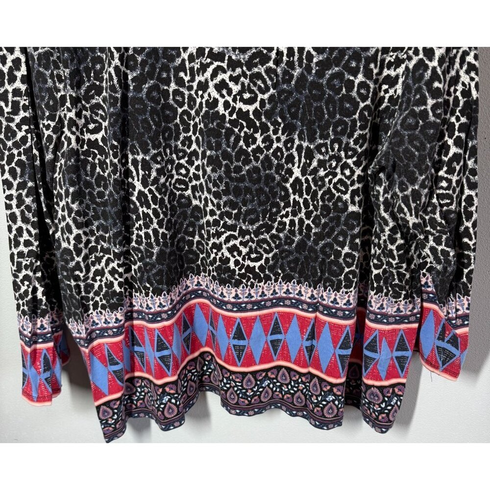 Rafaella Weekend Womens Knit Top 3X Animal Southwest Design Gold Embellishments - Picture 4 of 12